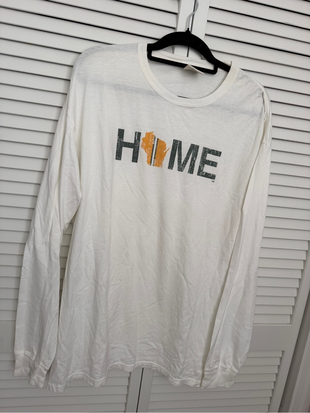 White Long Sleeve Wisconsin "HOME" Graphic Tee Unisex Size XL
